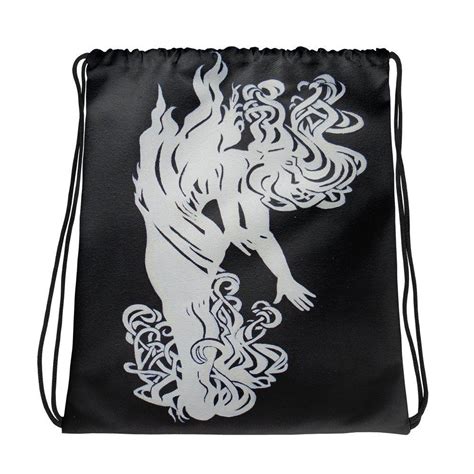 15 X 17 Woman Silhouetted Black Drawstring Bag By Theodysiazcreationz