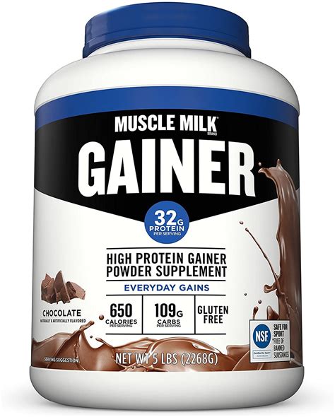 Muscle Milk Gainer Protein Powder Chocolate 32g Protein 5 Lbs