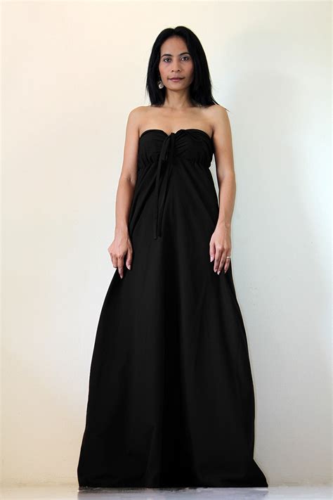 Black Maxi Dress Sexy Strapless Long Cotton Maxi Dress
