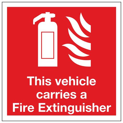 vehicle carries  fire extinguisher window sticker linden