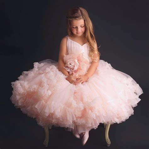 pink princess ball gowns wedding tutu dresses for girls party flower