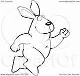 Rabbit Leaping Happy Clipart Cartoon Outlined Coloring Vector Thoman Cory Royalty sketch template