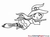 Broom Halloween Colouring Witch Sheet Coloring Title sketch template