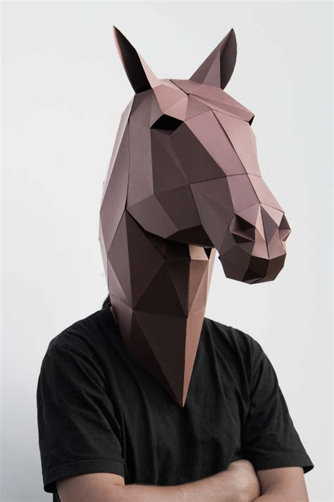 horse mask papercraft mask   horse costume masquerade mask man