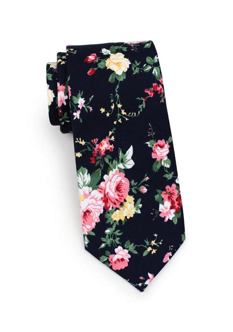 black  pink floral cotton tie set floral necktie matching hanky