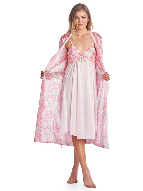Casual Nights Women S Satin 2 Piece Robe And Nightgown Set