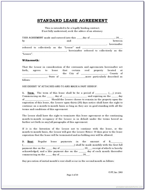texas lease agreement form