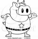 Pig Waving Chubby Super Clipart Cartoon Cory Thoman Outlined Coloring Vector 2021 sketch template