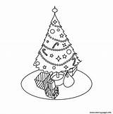 Coloring Tree Christmas Kids Simple Pages Printable sketch template