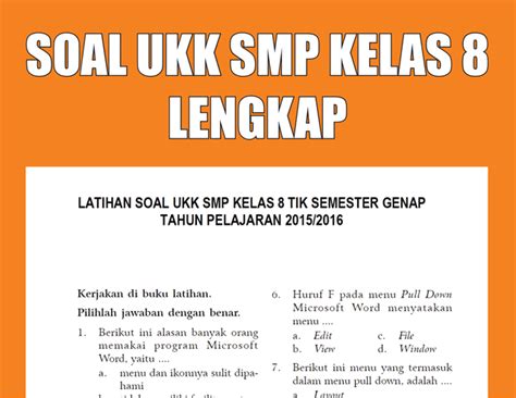 Soal Ujian Ipa Kelas 8 Semester 2 Kunci Ujian