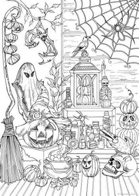 halloween stuff printable adult coloring page  favoreads coloring