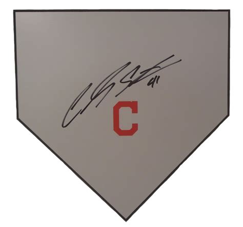 carlos santana autographed cleveland indians baseball home