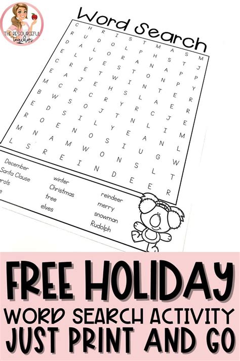 printable december word search holiday word search elementary