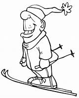 Skiing Coloring Pages Skier Ski Happy Jumper Printactivities Grin Print Comments Coloringhome sketch template