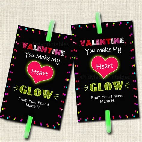 editable valentines day glow stick tags instant  printable