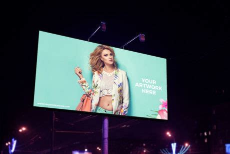 night scene advertisement billboard mockup mockuptree