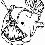 Fish Coloring Pages Angler Drawing Clipart Scary Tropical Realistic Cliparts Koi Cartoon Animal Library Bass Drawings Clipartmag sketch template