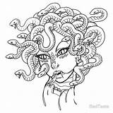 Medusa Coloring Pages Drawing Tattoo Outline Head Easy Drawings Greek Body Mythology Sheet Books Hissing Gorgona Cartoon Darien Carmen Adult sketch template