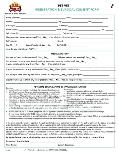 Surgery Consent Form Printable Pdf Download