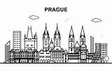 Prague Skyline Cityscape Praga Vecteur Old sketch template