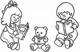 Reading Coloring Book Girl Books Pages Children Drawing Read Boy Child Kids Library Clipart Colouring Cartoon Color Printable Getdrawings Getcolorings sketch template