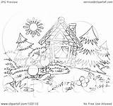 Approaching Frog Vagrant Cabin Outline Coloring Royalty Clipart Illustration Bannykh Alex Rf 2021 sketch template