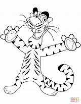 Tiger Coloring Cartoon Pages Tigers Printable Drawing sketch template