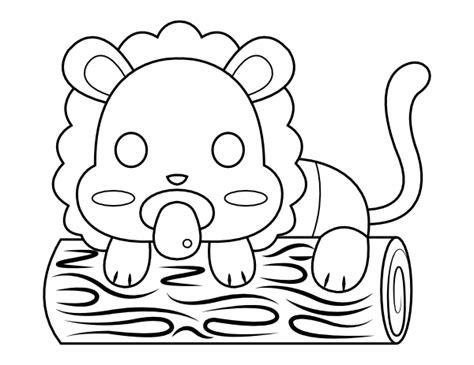 printable baby lion coloring page