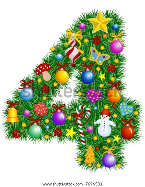 number  christmas tree decoration part stock vector royalty