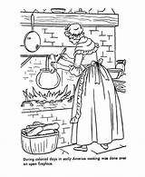 Coloring Life American Early Colonial Pages Printables History Usa America Sheets Pioneer Colony Homes Cooking Books Adult Girl House Kids sketch template
