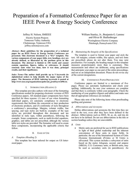 sample conference paper ieee power  energy society