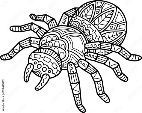 vector illustration  cute ornate zentangle spider  children