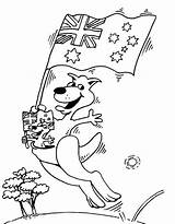 Australia Coloring Flag Colouring Pages Competition Kangaroo Holding Sheet Preschool Students Griffith Library sketch template