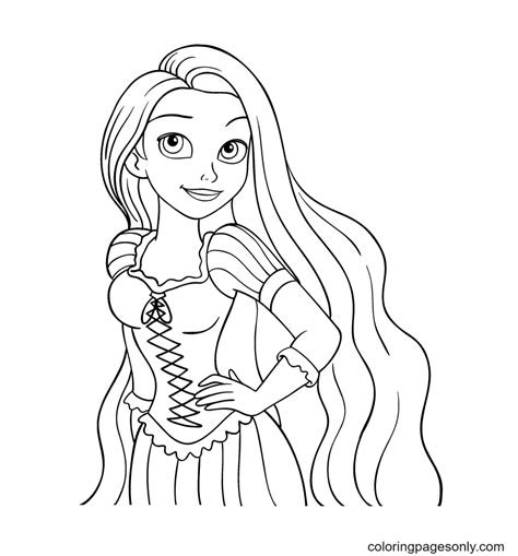 beautiful disney princess rapunzel coloring page  printable