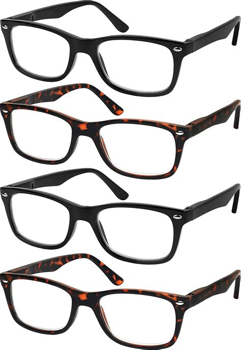 reading glasses set of 4 black quality readers spring hinge glasses for
