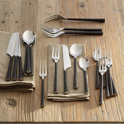 artisan hammered flatware  piece set  unique collection forged