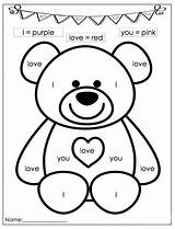 Valentines Color Bear Number Word Valentine Coloring Pages Activities Teddy Printable Preschool Easy February Kindergarten Printables Sheets Sight Worksheets Math sketch template