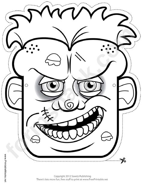 zombie male mask outline template printable