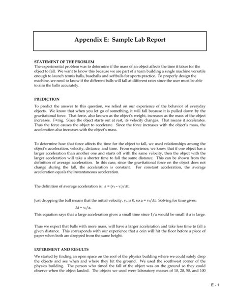 appendix  sample lab report