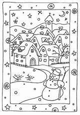 Coloring Winter Pages Snowy Printable Christmas Coloriage Hiver Color Print Un Church Colouring Sheets Kids Houses Tableau Choisir Neige Snowman sketch template