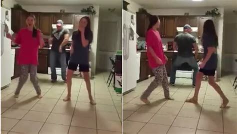 sneaky dad steals the show dancing ‘whip nae nae behind daughters