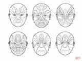 Chinese Opera Coloring Masks Pages Mask Printable Choose Board sketch template