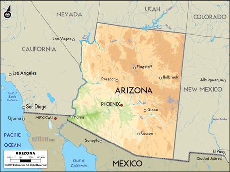 geographical map  arizona  arizona geographical maps