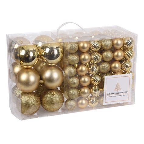 kerstballen action complete set  stuks goud perfectled kabelshopnl