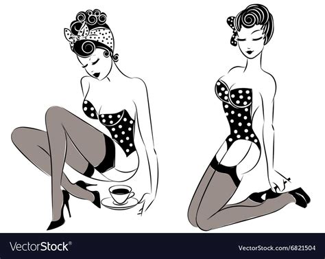 Sexy Pin Up Girl In Lingerie Royalty Free Vector Image