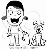 Dog Girl Her Walk Coloring Ready Happy Clipart Thoman Cory Outlined Cartoon Vector 2021 sketch template
