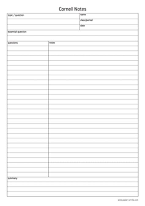 print cornell notes  paper
