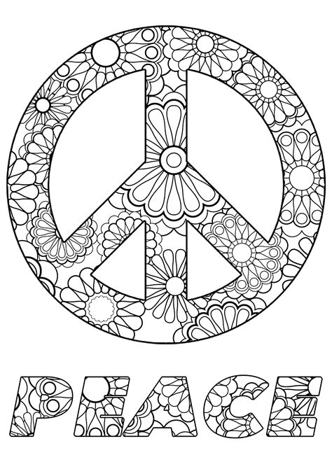 famous peace sign coloring pictures ideas