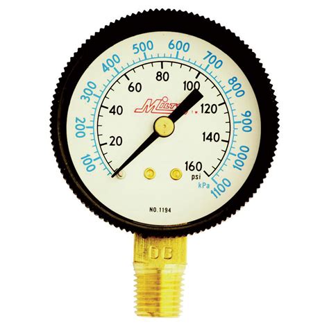 milton air pressure gauge  npt  psi bottom mount model  northern tool
