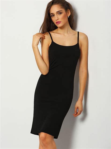 Spaghetti Strap Backless Bodycon Black Dress Shein Sheinside